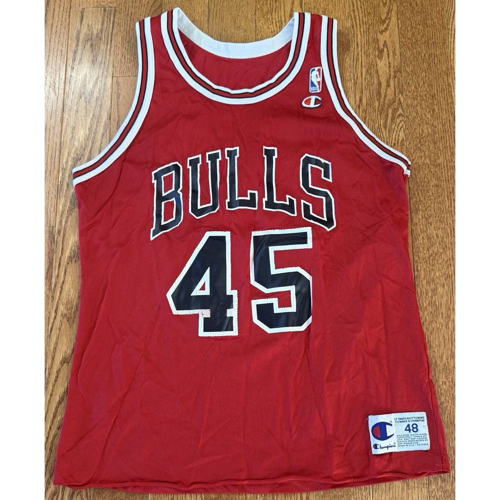 Vintage Michael Jordan Chicago Bulls Champion Jersey #45 USA Size Mens 48 Red
